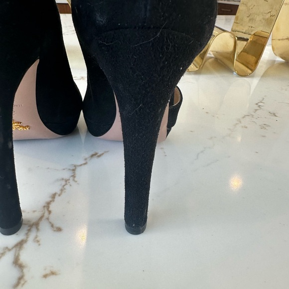 Prada Calzature Donna Camoscio Chic Nero Heels 36 1/2 GUC - Picture 6 of 8